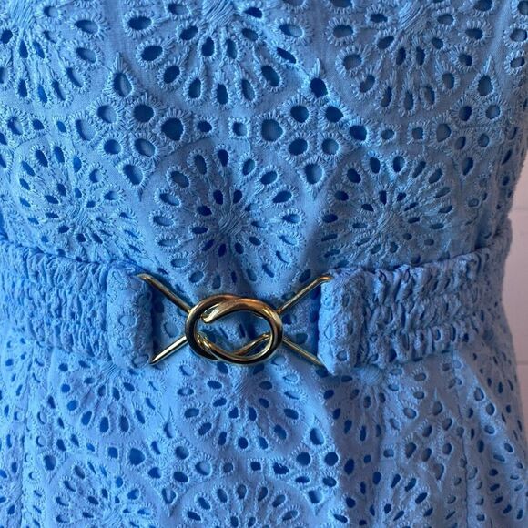 LILLY PULITZER Size 2 Ryann Belted Eyelet Sheath Dress Frenchie Blue $258 - Picture 4 of 13